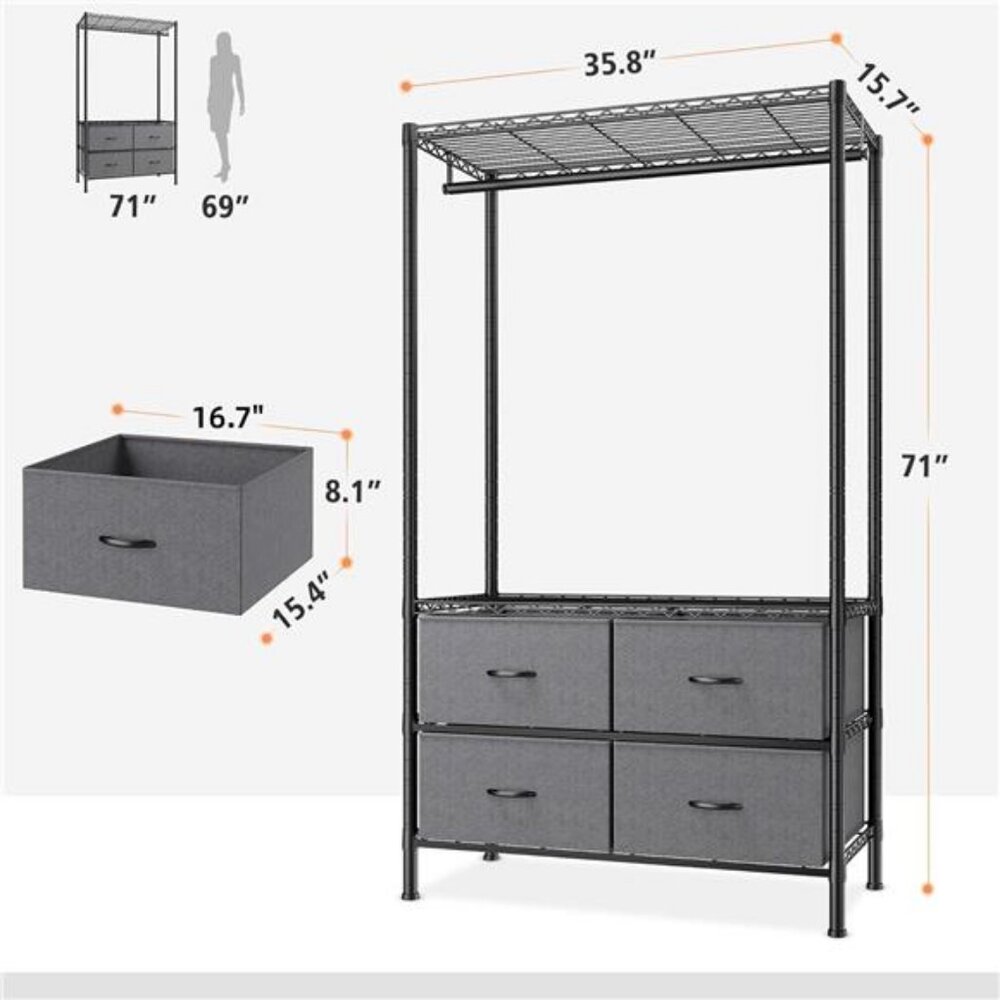 Clothes Rack, Clothing Racks for Hanging Clothes Rack Heavy Duty Clothing Rack - Picture 6 of 7